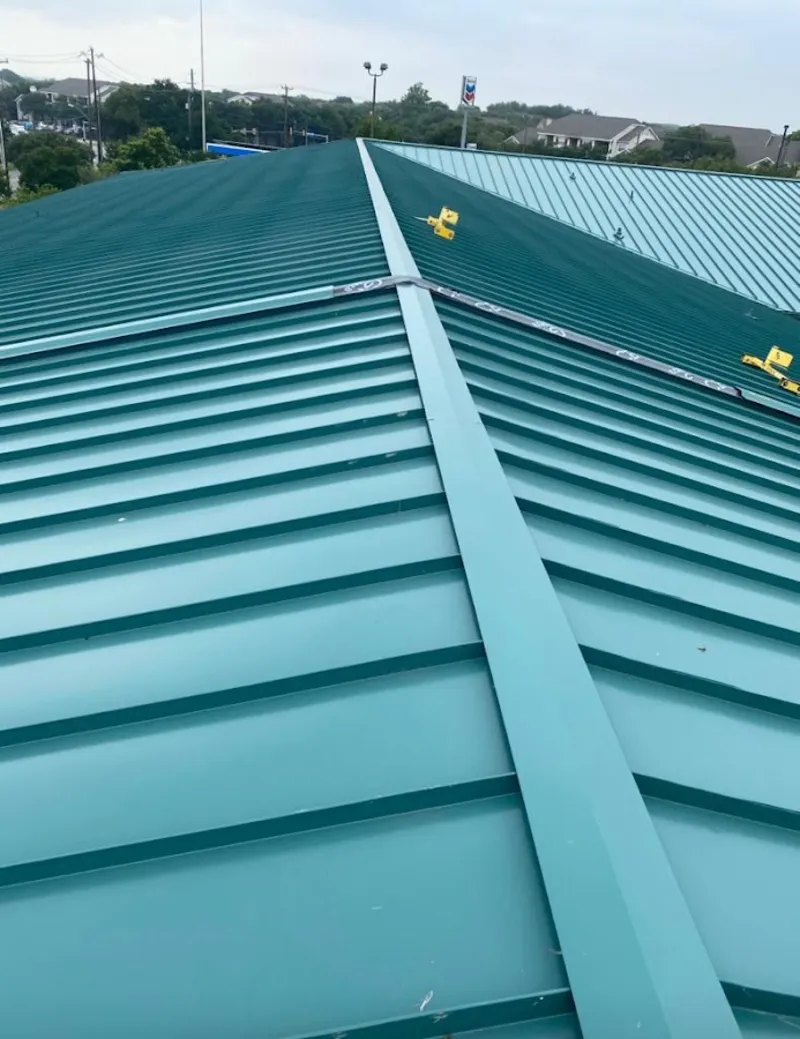 Green commercial metal roof ridge and valley for Metal Roof Repair in Shady Hills